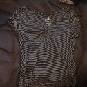 Black and White Striped American Eagle Tee